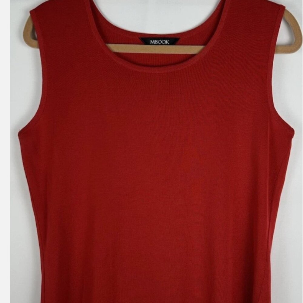 Misook Red Sleeveless Tank Top Shell Sz M Knit Classic Pullover